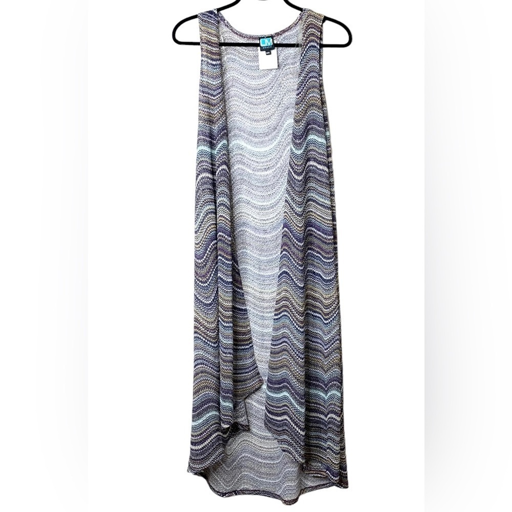 LM Beach Swim Beach Long Maxi Cover Up Top Chevron Retro 70s Print boho festival